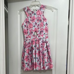 Floral Pink and White Cut Out Dress